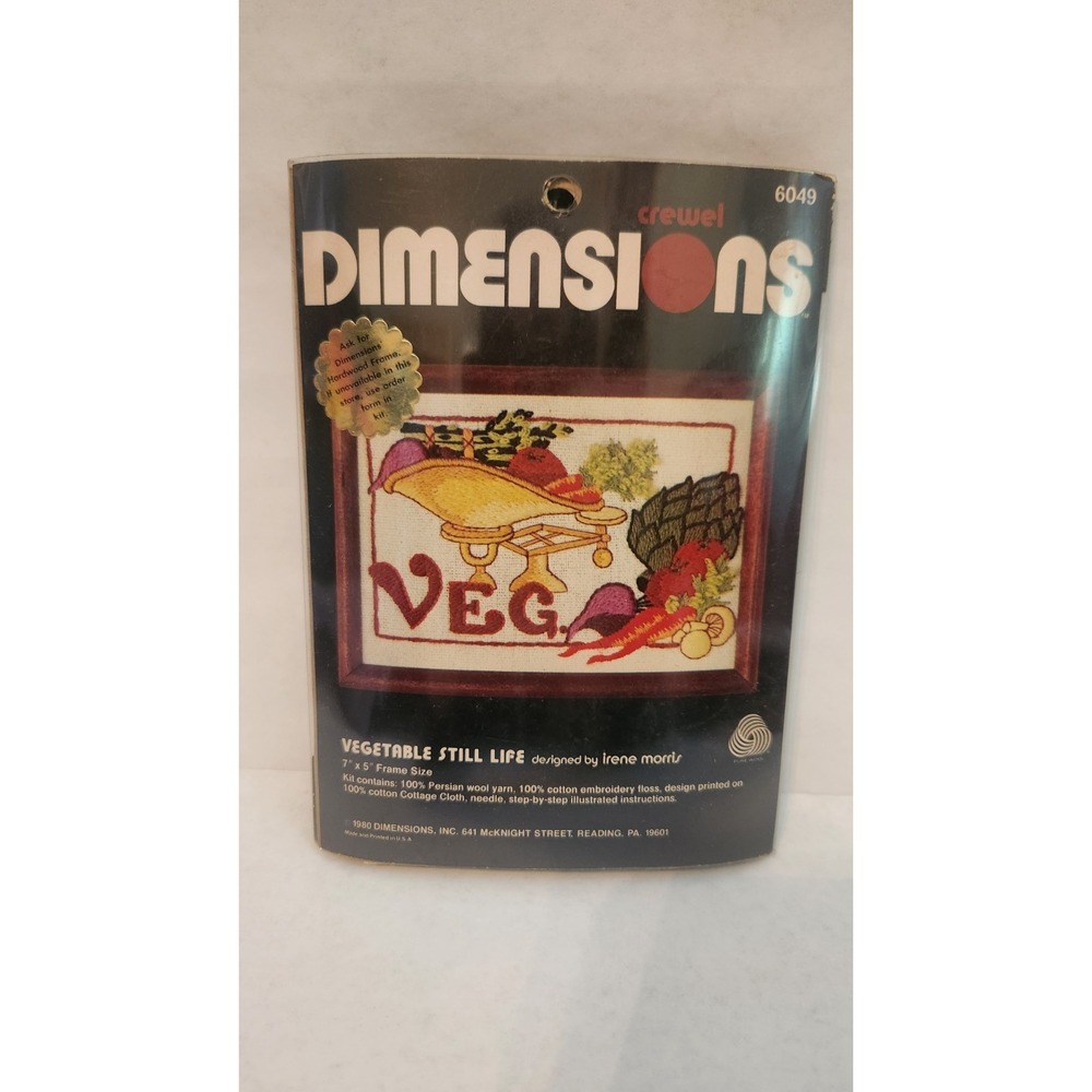 1980 Vtg Dimensions Vegetables Crewel Kit NIP 7x5 Carrots‎ Artichoke Tomato Beet
